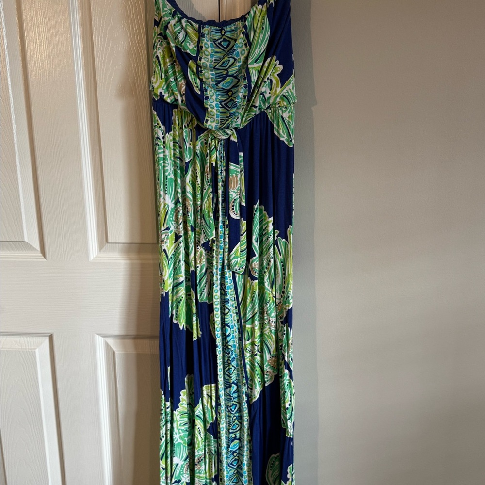 Lilly Pulitzer Vibrant Blue and Green Maxi Dress